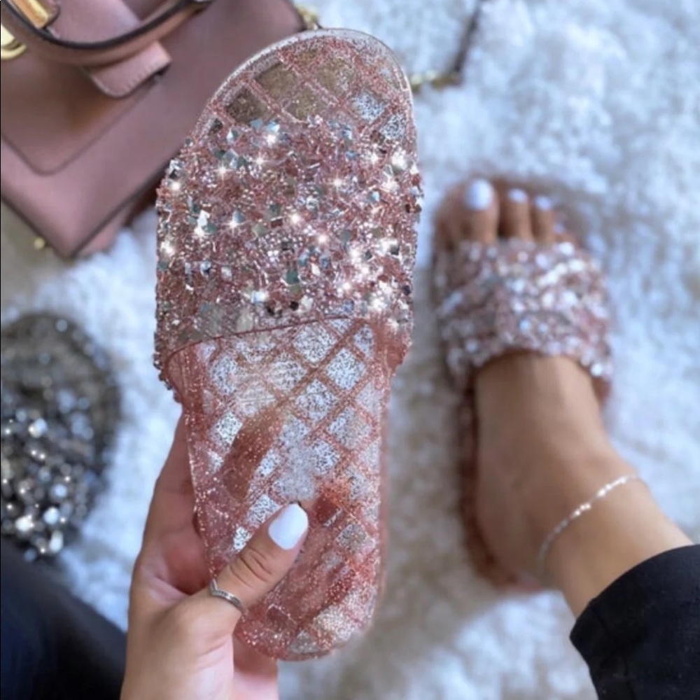 Embellished Slides-Rose Gold (Pink) 🤩